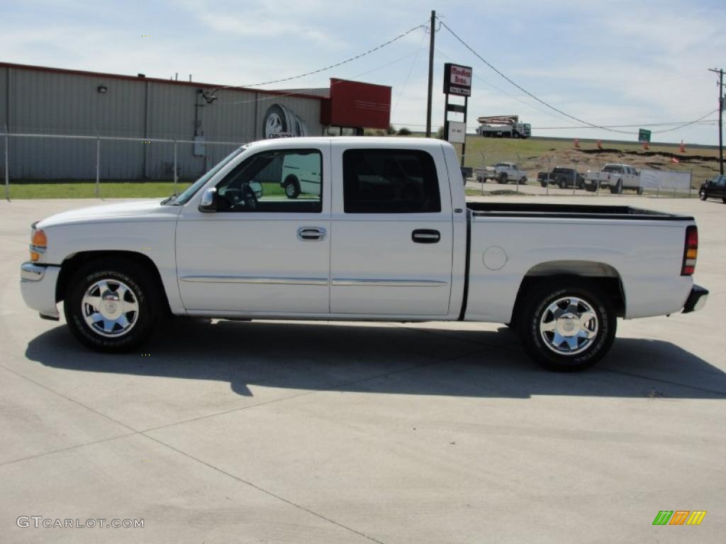 2005 Sierra 1500 SLE Crew Cab - Summit White / Dark Pewter photo #6