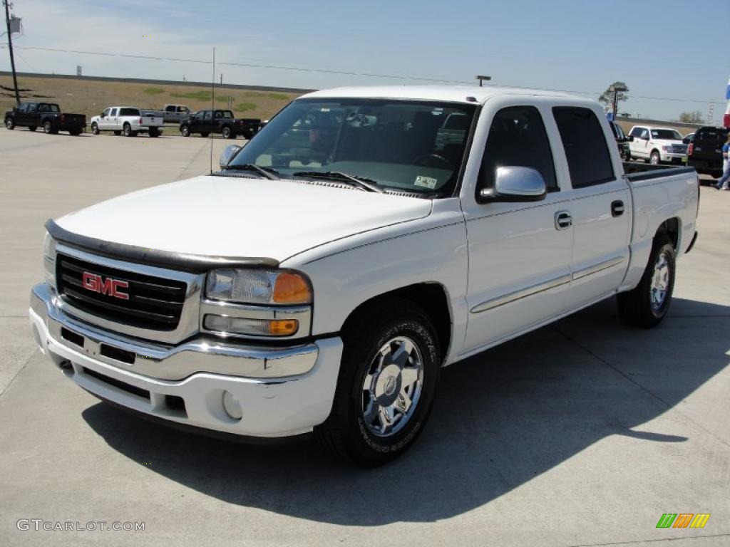 2005 Sierra 1500 SLE Crew Cab - Summit White / Dark Pewter photo #7