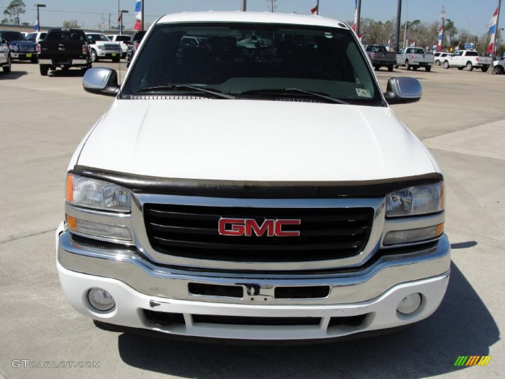 2005 Sierra 1500 SLE Crew Cab - Summit White / Dark Pewter photo #8