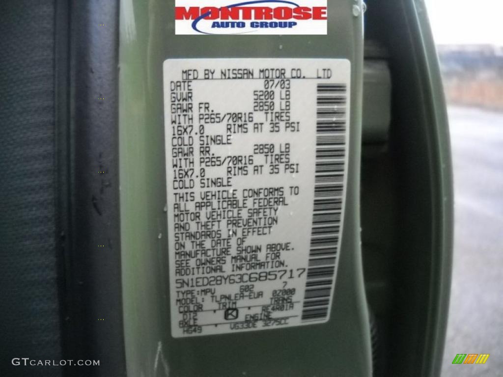 2003 Xterra XE V6 4x4 - Canteen Green Metallic / Gray photo #11