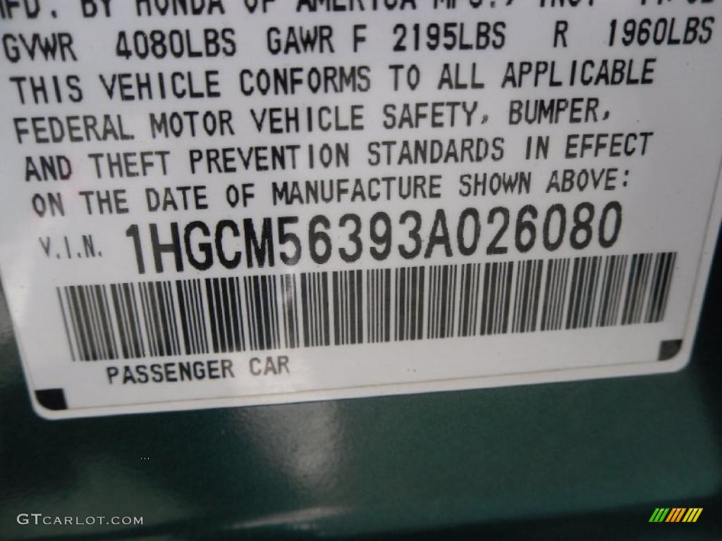 2003 Accord LX Sedan - Noble Green Pearl / Ivory photo #10