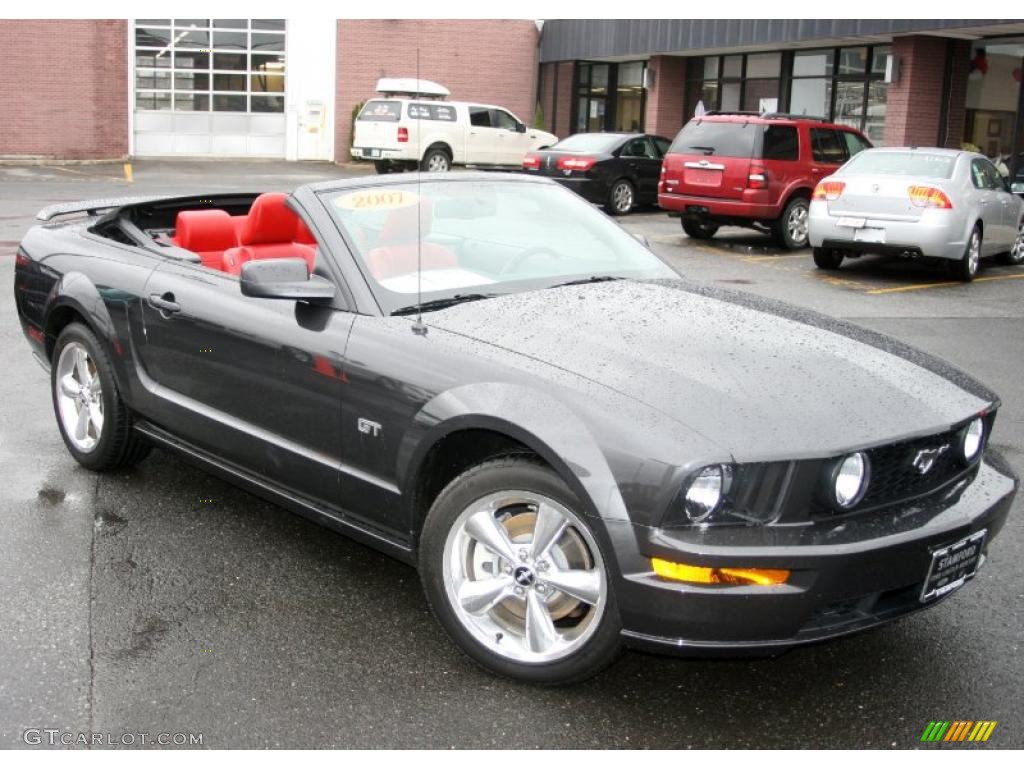 2007 Mustang GT Premium Convertible - Alloy Metallic / Black/Red photo #3