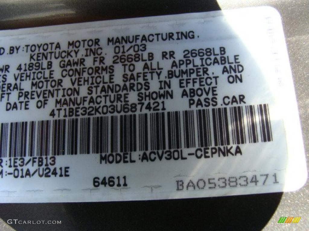 2003 Camry LE - Phantom Gray Pearl / Stone photo #15