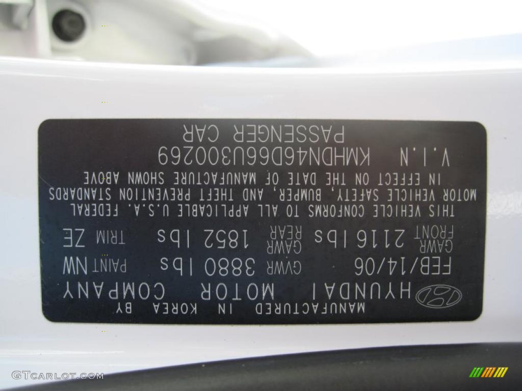 2006 Elantra GLS Sedan - Nordic White / Gray photo #14