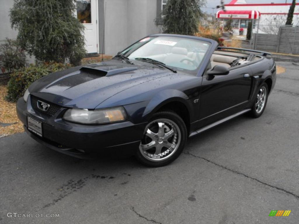 2002 Mustang GT Convertible - True Blue Metallic / Medium Graphite photo #1
