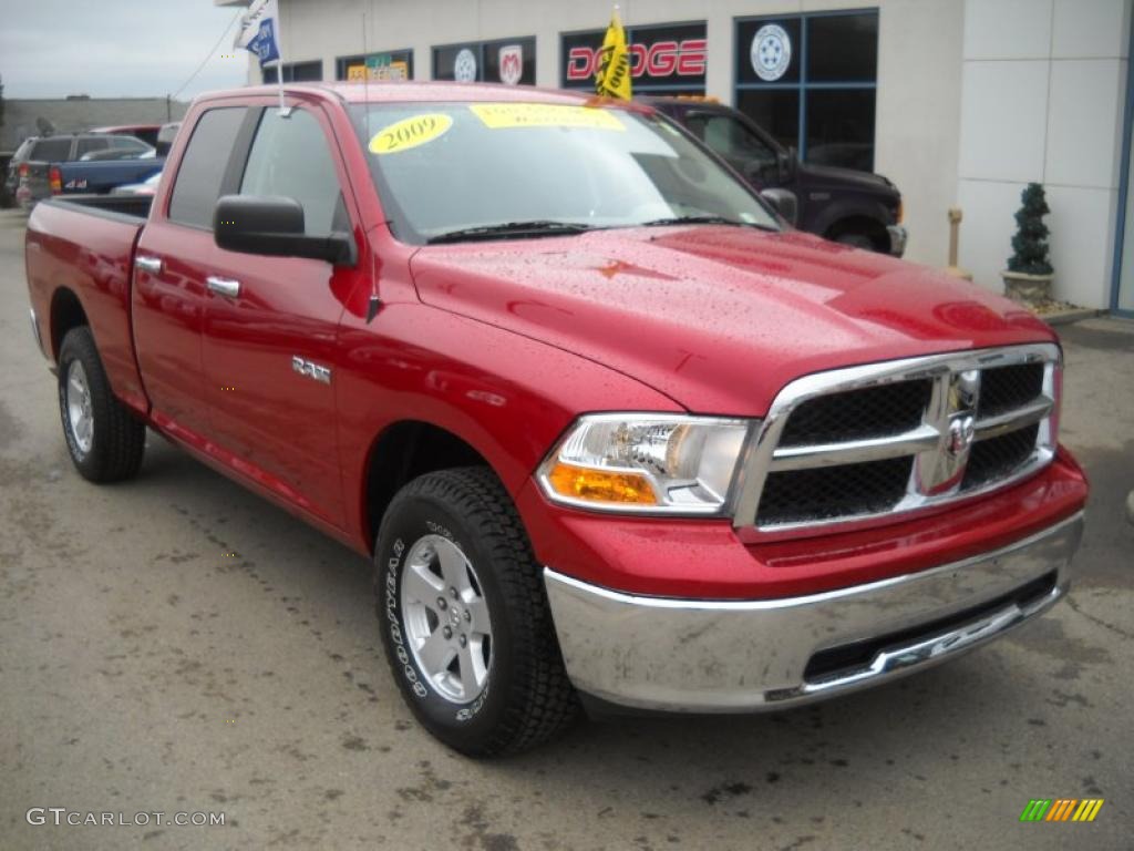 2009 Ram 1500 SLT Quad Cab 4x4 - Flame Red / Light Pebble Beige/Bark Brown photo #20