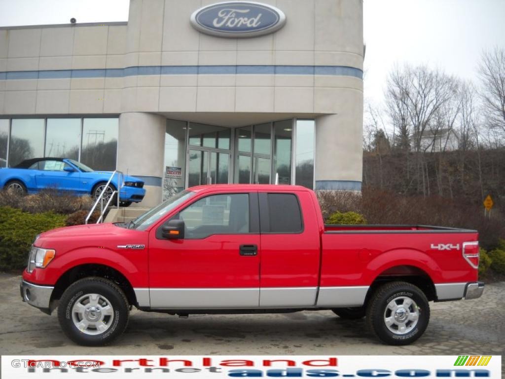 2010 F150 XLT SuperCab 4x4 - Vermillion Red / Medium Stone photo #1