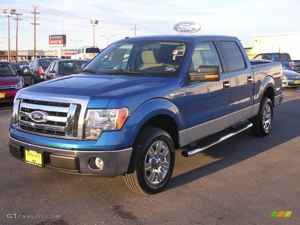 2009 F150 XLT SuperCrew - Blue Flame Metallic / Stone/Medium Stone photo #1