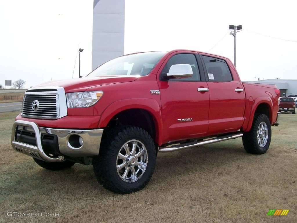 2010 Tundra CrewMax 4x4 - Radiant Red / Sand Beige photo #2