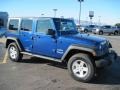 2010 Deep Water Blue Pearl Jeep Wrangler Unlimited Sport 4x4  photo #1
