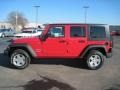 2010 Flame Red Jeep Wrangler Unlimited Sport 4x4  photo #3