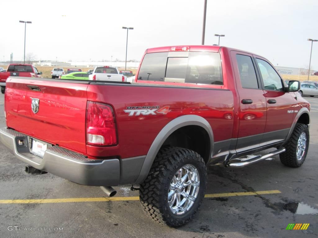 2010 Ram 1500 TRX4 Quad Cab 4x4 - Inferno Red Crystal Pearl / Light Pebble Beige/Bark Brown photo #7