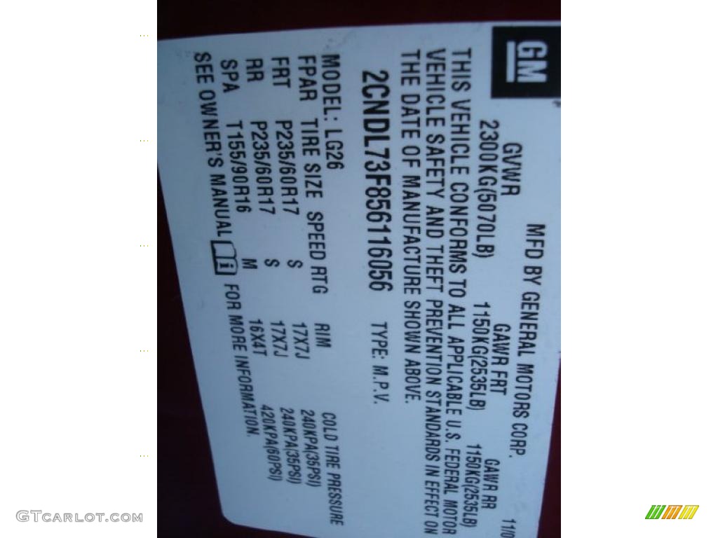 2005 Equinox LT AWD - Salsa Red Metallic / Light Gray photo #14