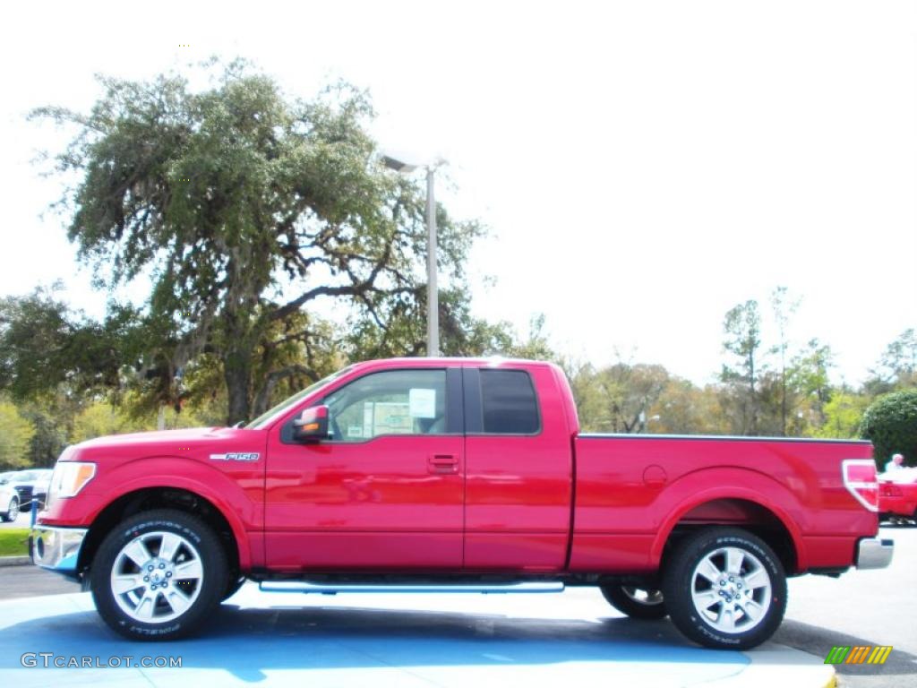 2010 F150 Lariat SuperCab - Red Candy Metallic / Tan photo #2