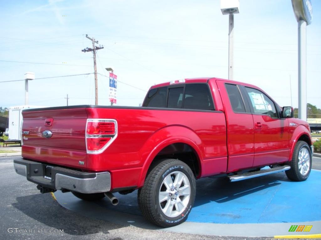 2010 F150 Lariat SuperCab - Red Candy Metallic / Tan photo #3