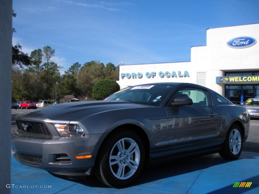2010 Mustang V6 Coupe - Sterling Grey Metallic / Saddle photo #1