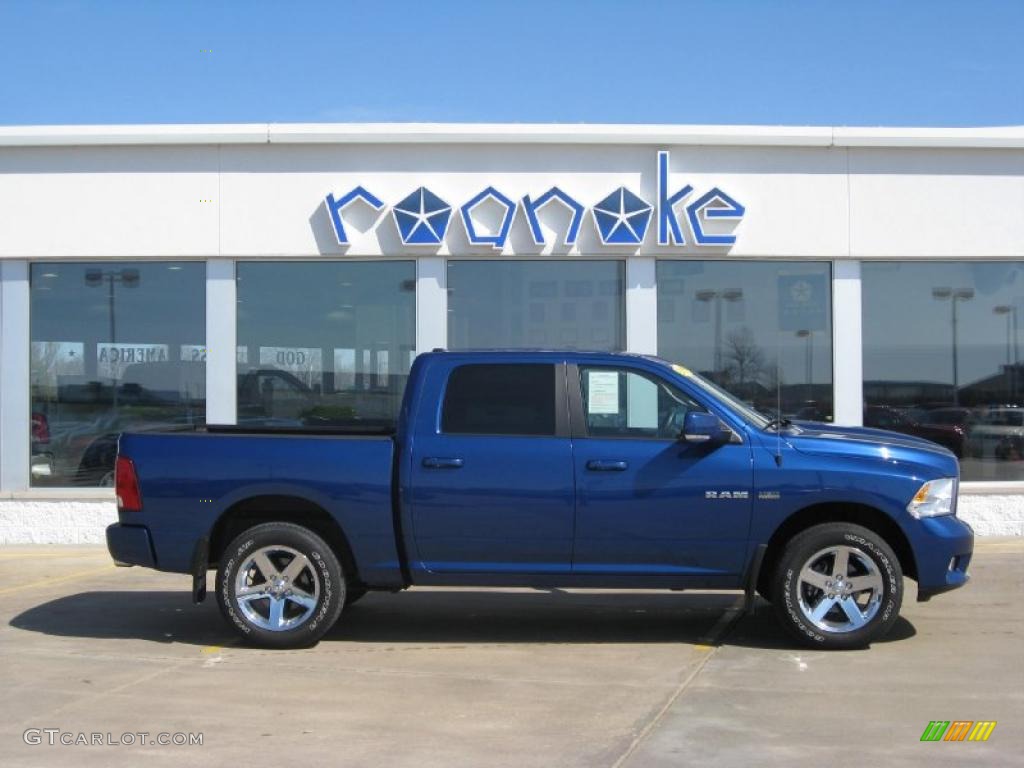 2009 Ram 1500 Sport Crew Cab 4x4 - Deep Water Blue Pearl / Dark Slate/Medium Graystone photo #1