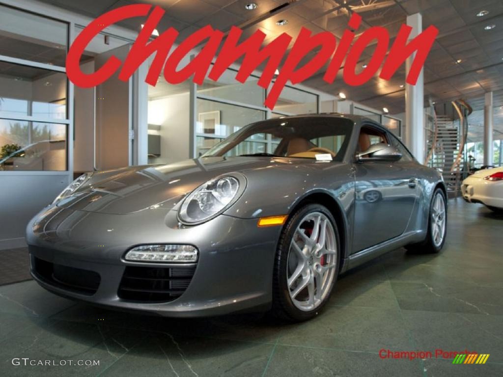 2010 911 Carrera S Coupe - Meteor Grey Metallic / Natural Brown photo #1