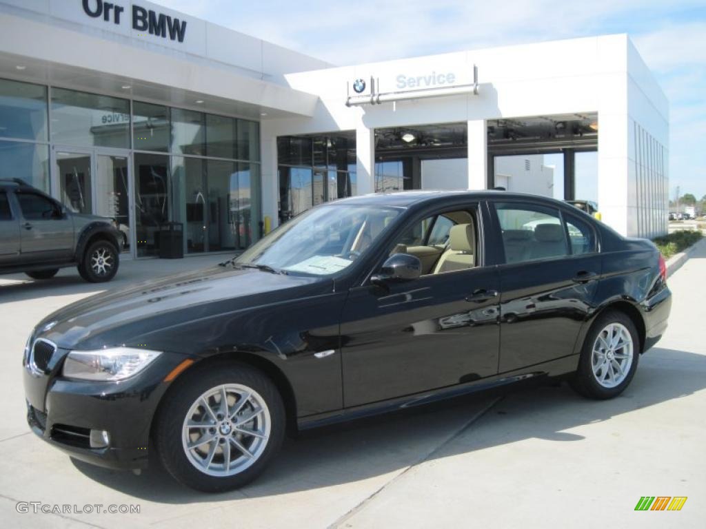 2010 3 Series 328i Sedan - Jet Black / Beige photo #1