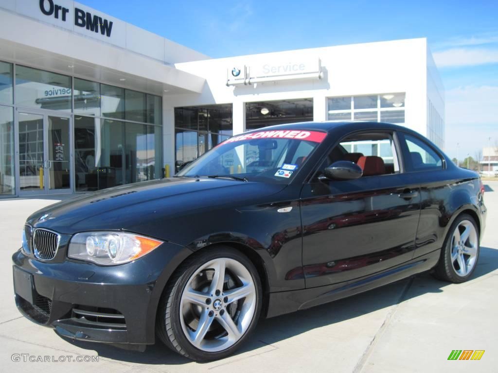 2008 1 Series 135i Coupe - Jet Black / Coral Red photo #1