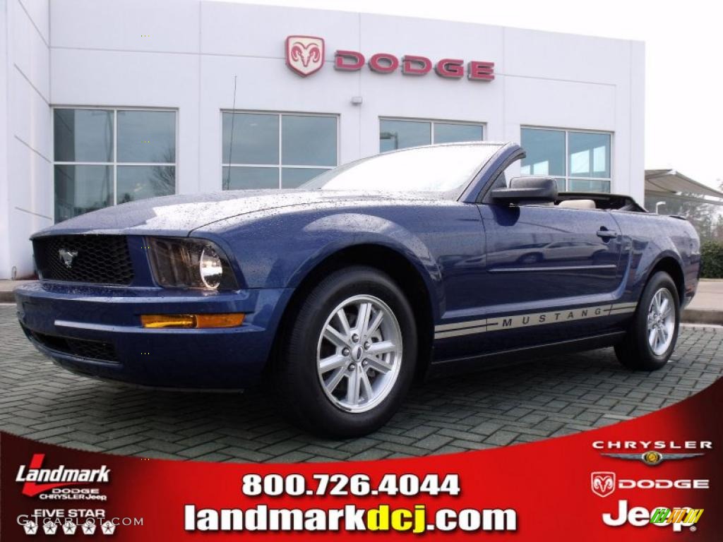 2008 Mustang V6 Deluxe Convertible - Vista Blue Metallic / Medium Parchment photo #1
