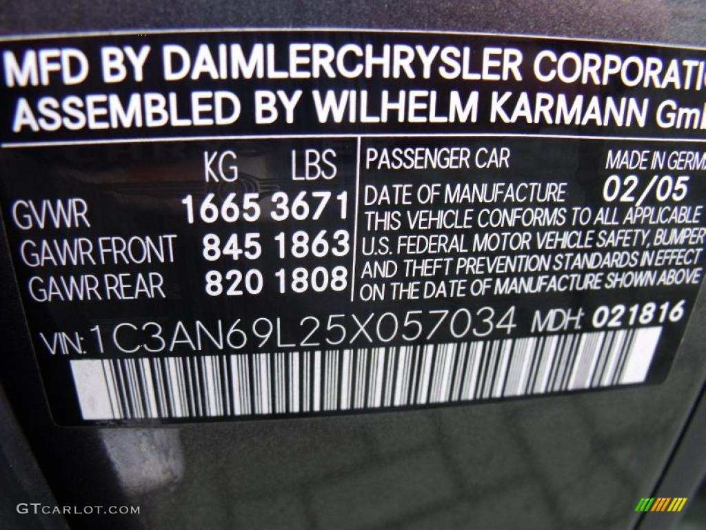 2005 Chrysler Crossfire Limited Coupe Info Tag Photo #27257136