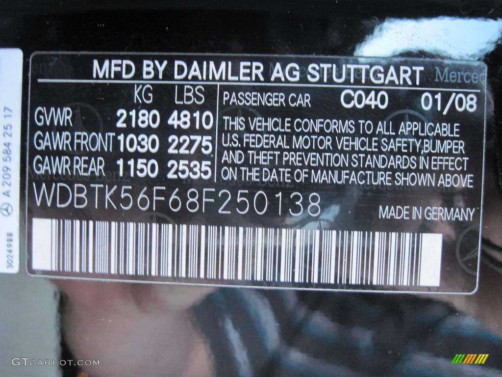 2008 CLK Color Code 040 for Black Photo #27257507