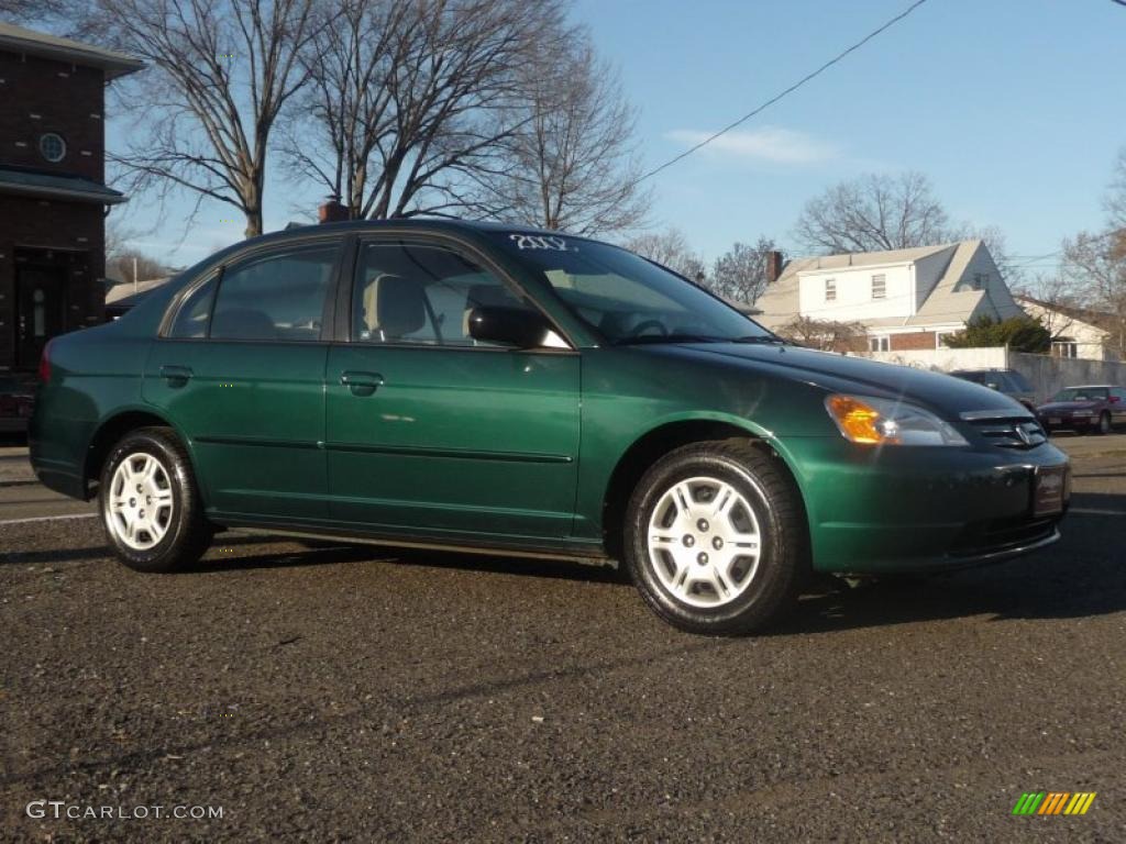 2002 Civic LX Sedan - Clover Green Metallic / Beige photo #10