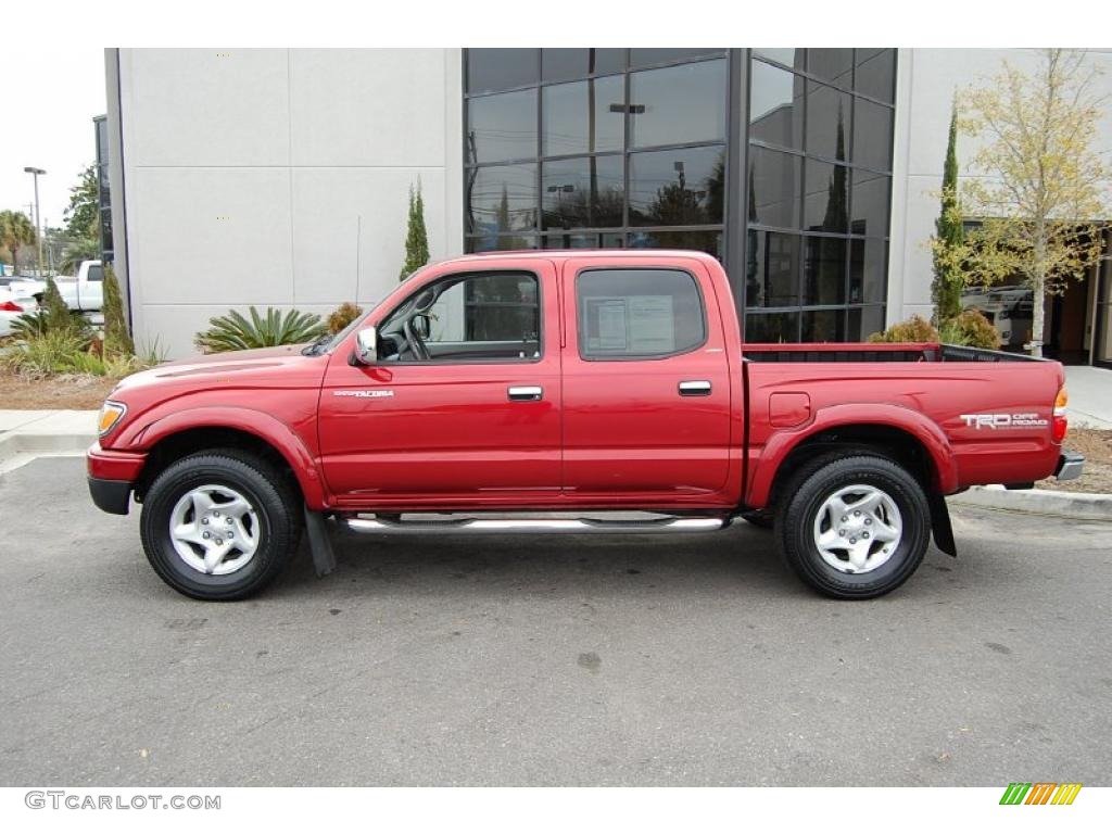 2002 Tacoma V6 TRD Double Cab 4x4 - Radiant Red / Charcoal photo #2