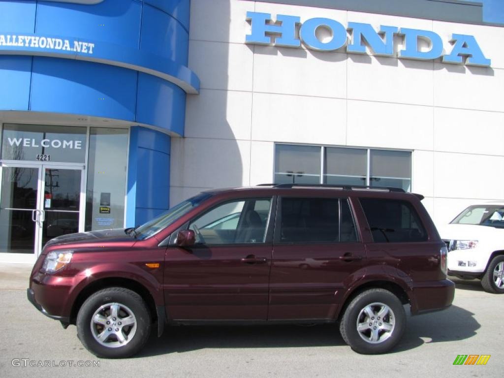 2007 Pilot EX 4WD - Dark Cherry Pearl / Saddle photo #3