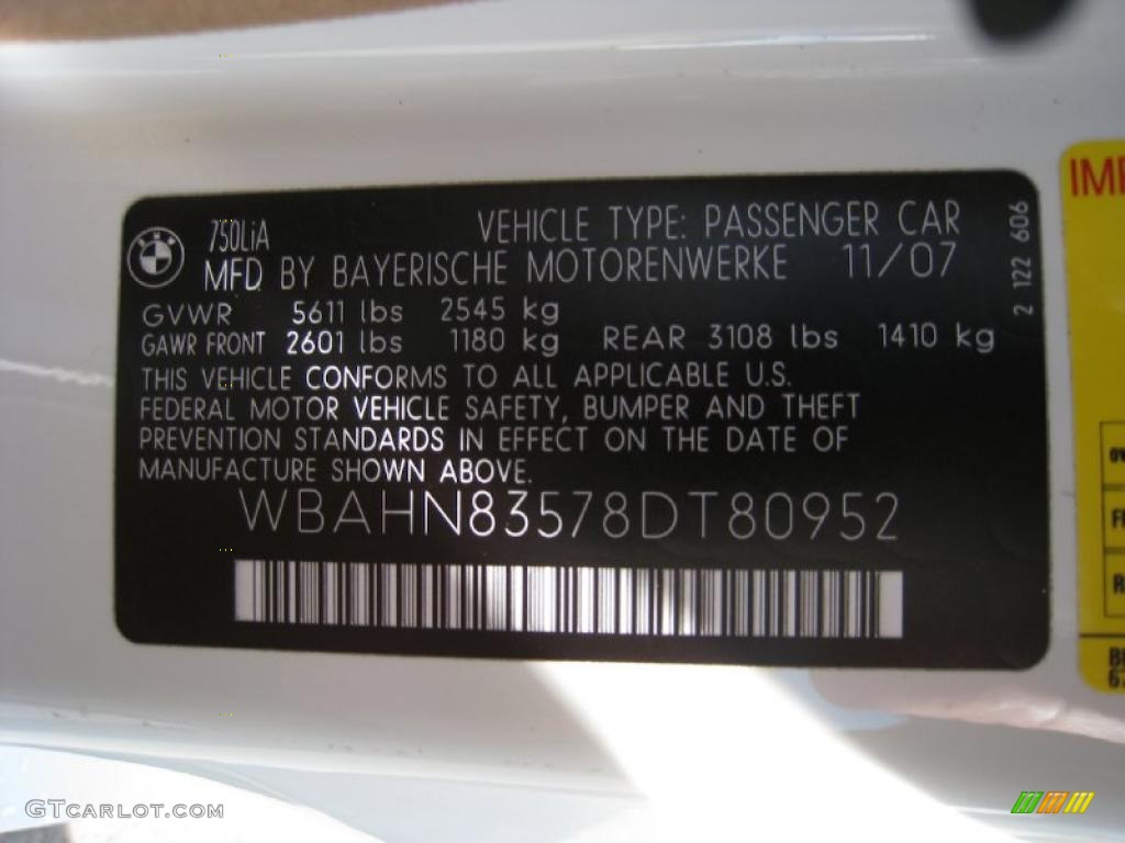 2008 7 Series 750Li Sedan - Alpine White / Natural Brown photo #15