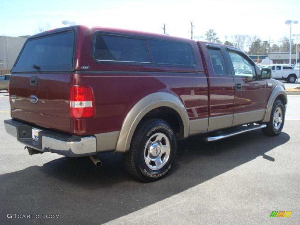 2005 F150 XLT SuperCab - Dark Toreador Red Metallic / Tan photo #5