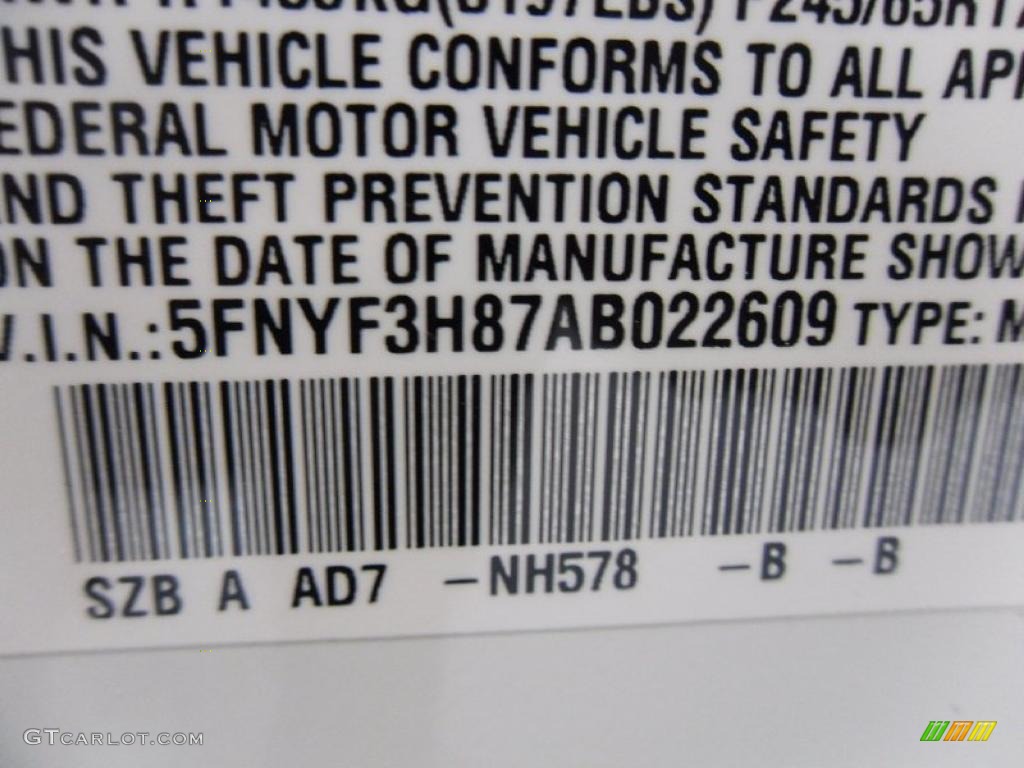 2010 Pilot Touring - Taffeta White / Gray photo #10