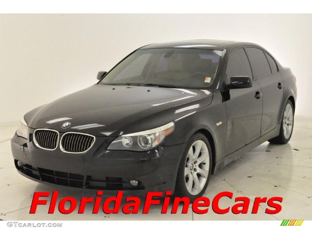 2005 5 Series 545i Sedan - Jet Black / Beige photo #1