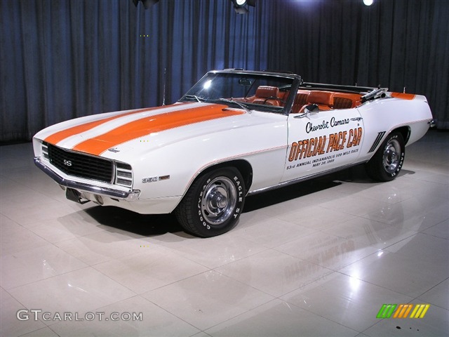 1969 Camaro Indy Pace Car Convertible - White/Orange Stripes / Orange Houndstooth photo #1
