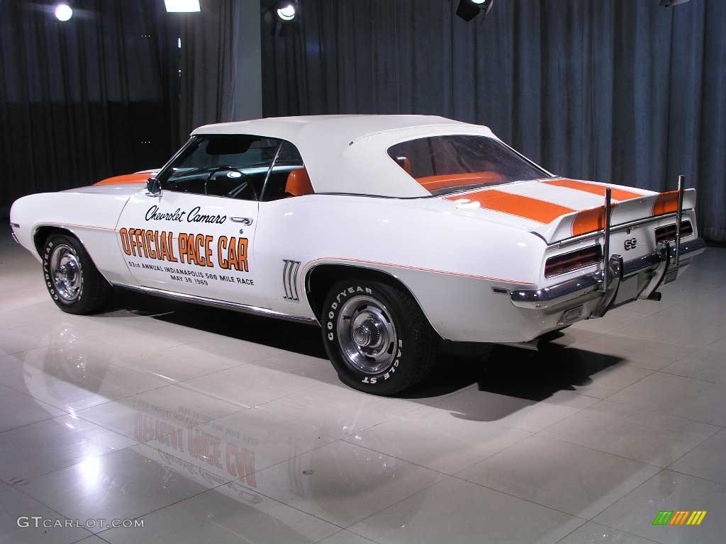 1969 Camaro Indy Pace Car Convertible - White/Orange Stripes / Orange Houndstooth photo #2