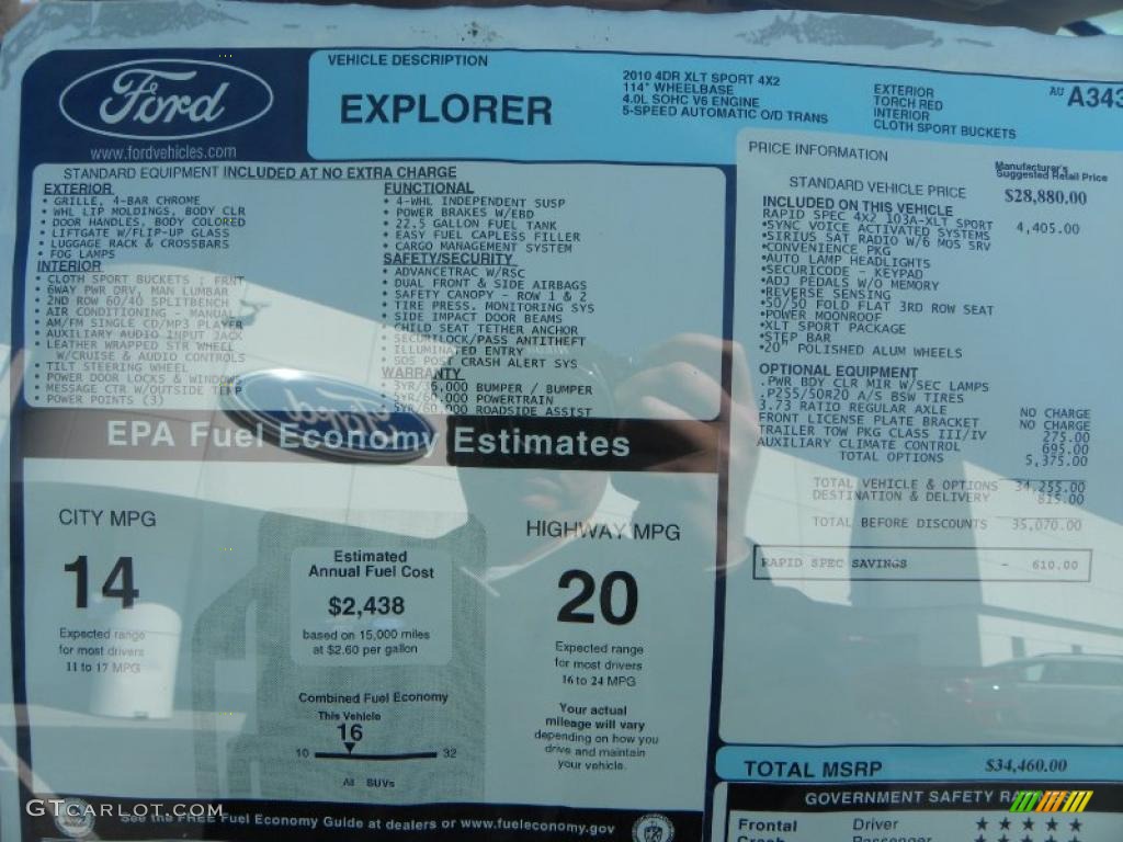 2010 Explorer XLT Sport - Torch Red / Black photo #14