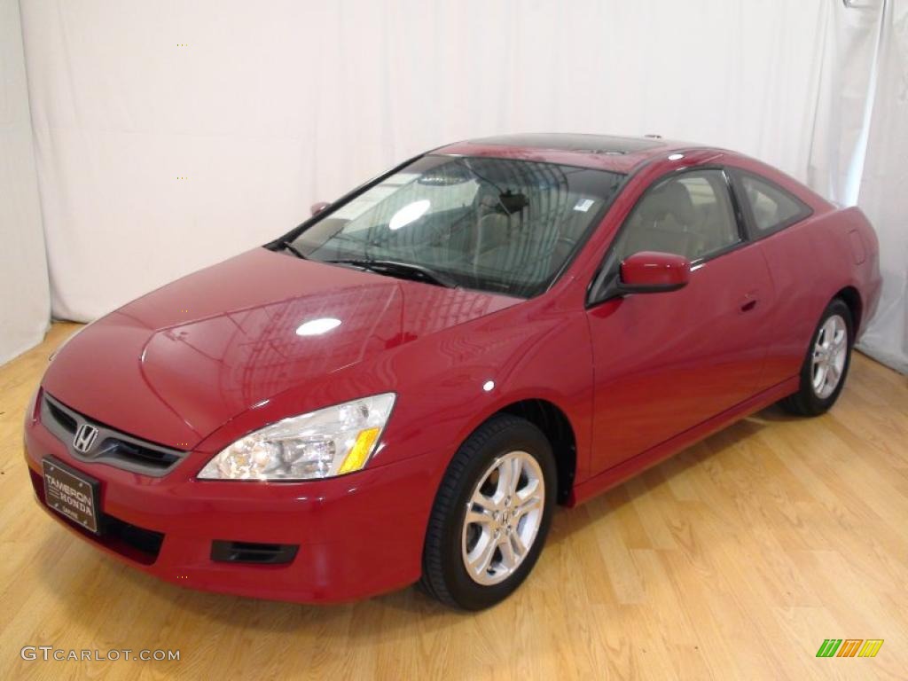 2007 Accord EX-L Coupe - San Marino Red / Ivory photo #6