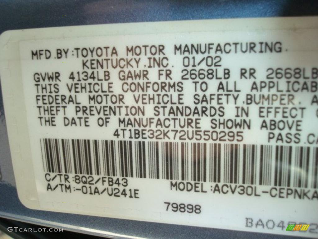 2002 Camry LE - Catalina Blue Metallic / Taupe photo #14