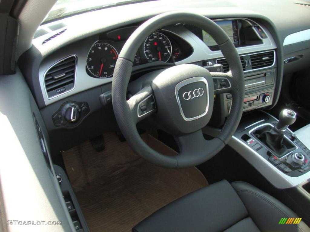 2010 Audi A4 2.0T quattro Sedan Black Steering Wheel Photo #27389082