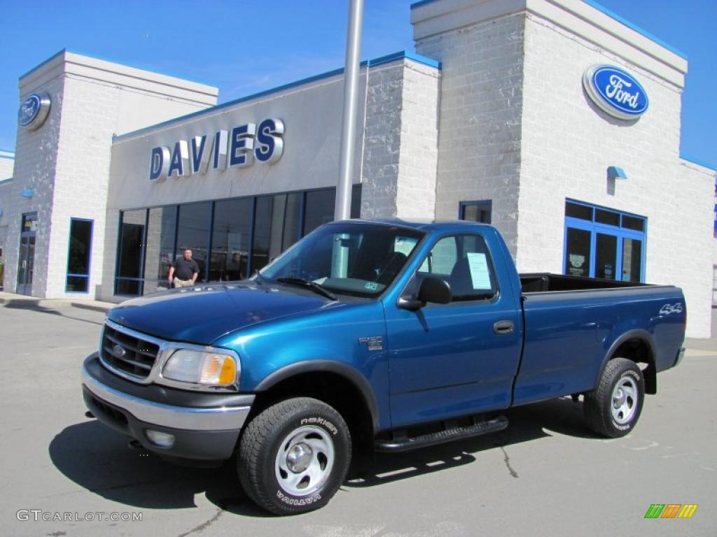 2001 F150 XL Regular Cab 4x4 - Island Blue Metallic / Medium Graphite photo #1