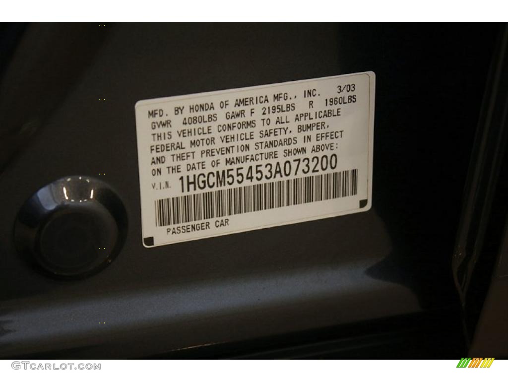 2003 Accord LX Sedan - Graphite Pearl / Gray photo #23