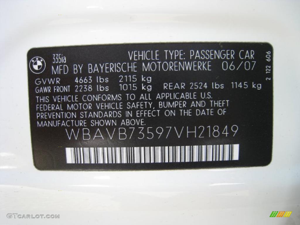 2007 3 Series 335i Sedan - Alpine White / Beige photo #15