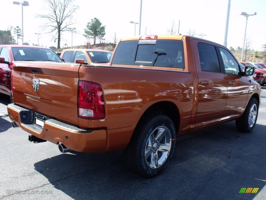 2010 Ram 1500 Sport Crew Cab - Mango Tango Pearl / Dark Slate/Medium Graystone photo #3