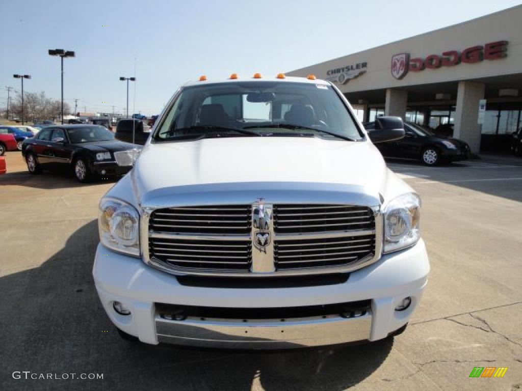 2008 Ram 3500 Laramie Quad Cab 4x4 Dually - Bright White / Medium Slate Gray photo #8