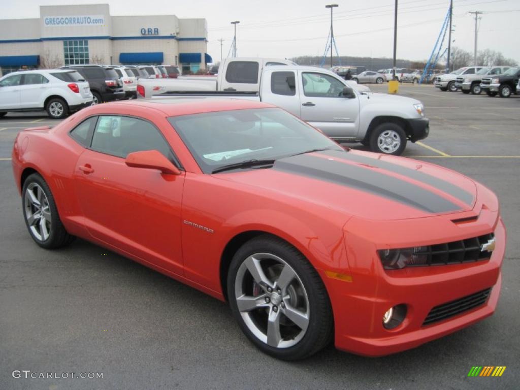 2010 Camaro SS/RS Coupe - Inferno Orange Metallic / Black photo #8