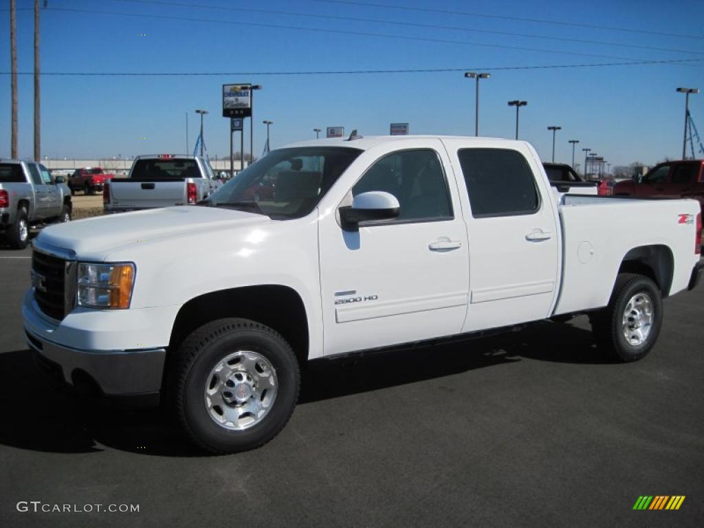 2010 Sierra 2500HD SLT Crew Cab 4x4 - Summit White / Light Cashmere photo #1