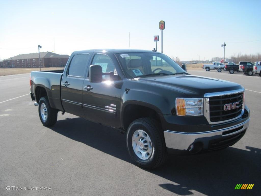 2010 Sierra 2500HD SLT Crew Cab 4x4 - Onyx Black / Light Cashmere photo #3