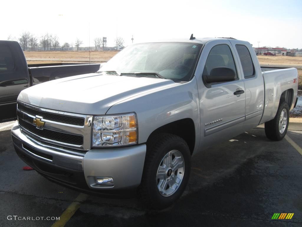 2010 Silverado 1500 LT Extended Cab 4x4 - Sheer Silver Metallic / Ebony photo #1