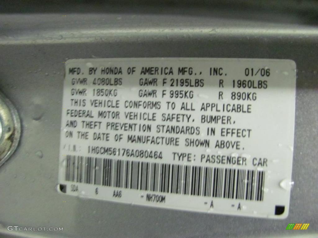 2006 Accord Value Package Sedan - Alabaster Silver Metallic / Gray photo #14